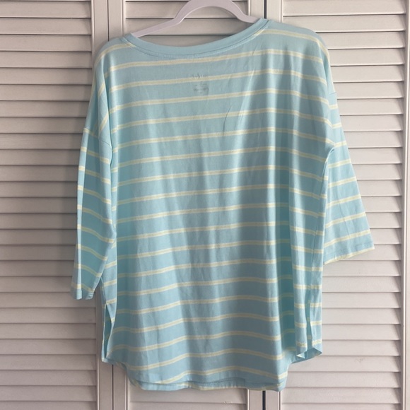 Blue/Green 3/4 sleeve shirt with slits on sides Large - Picture 4 of 4